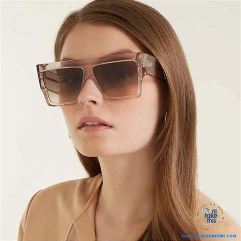 💝 Clear Tea Colored Designer Unisex Oversized Flat Top Sunglasses