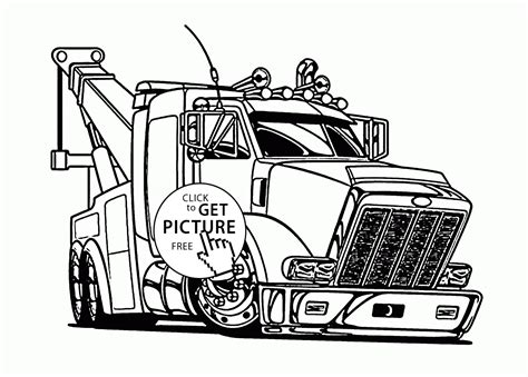 There are lots of trucks like fire, police, cement, army, chevy, airport, race and ice cream truck. Large Tow Semi Truck coloring page for kids ...