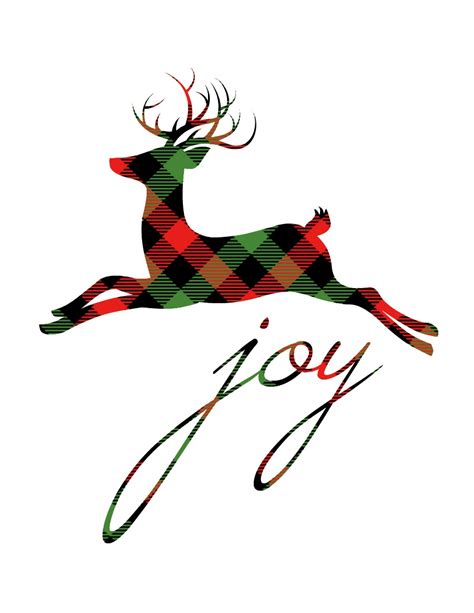 Check Plaid Reindeer Joy Free Christmas Printable The Happy Housie