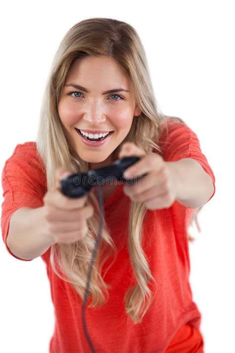 Photo Of Funny Attractive Cheerful Guy Hold Hands Joystick Playing
