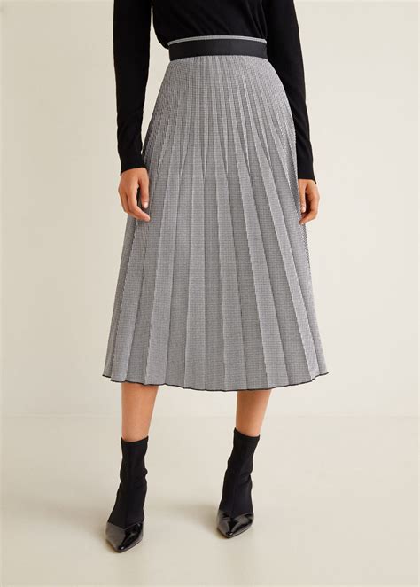 Mango Printed Pleated Skirt Xxs Pleated Skirt High Waisted Skirt