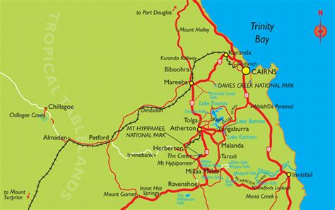 Cairns And Atherton Tablelands Map Cairns Australia