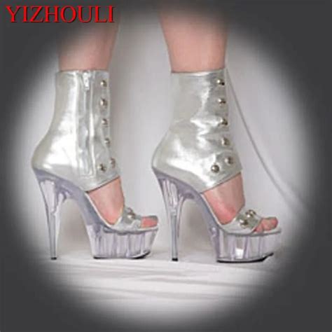 sexy front strap cool boots 15cm high heeled shoes female sandals unusual high heel shoes