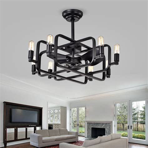Modern black ceiling fan no light indoor living room hotel restaurant ceiling fan modern. Usard Black 32-inch 8-light Lighted Ceiling Fan Fandelier ...