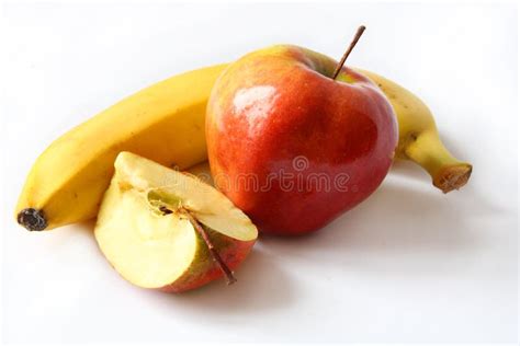 Banana Apples And Strawberry 4 On White Background Stock Photo Image