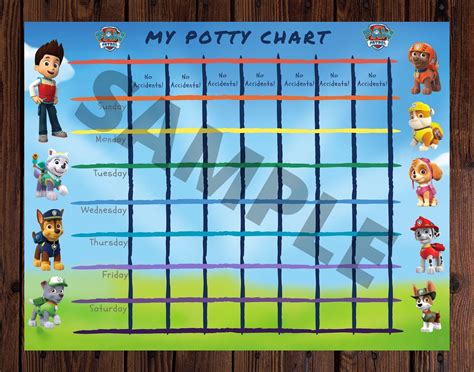 Paw Patrol Potty Training Chart Printable
