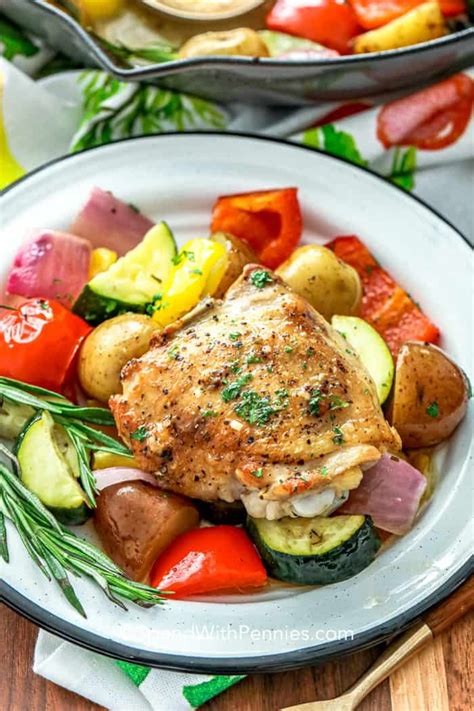 My anniversary is coming and i would love to make farfalle chicken and roasted garlic just like how the cheesecake factory does. Rosemary Chicken & Veggies (in 1 pan) (Spend With Pennies ...