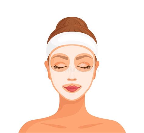 Woman With A Cosmetic Face Mask Vector Stock Vector Illustration Of