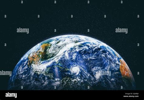 Planet Earth Globe View From Space Showing Realistic Earth Surface And
