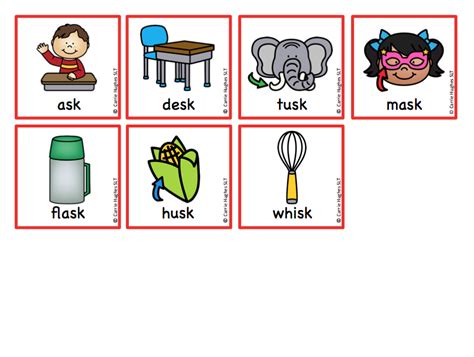 Word Final Sk Picture And Word Cards Carrie Hughes Slt
