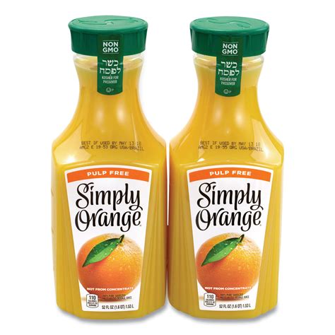Simply Orange Orange Juice Pulp Free 52 Oz Bottle 2pack Ships In 1