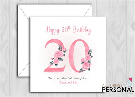 Personalised 20th Birthday Card For Daughter Granddaughter Etsy Uk
