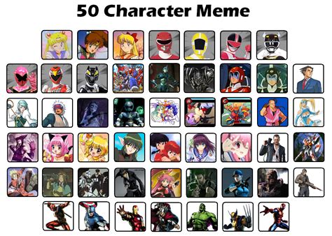 50 Characters Meme By Knockoutandsonic On Deviantart