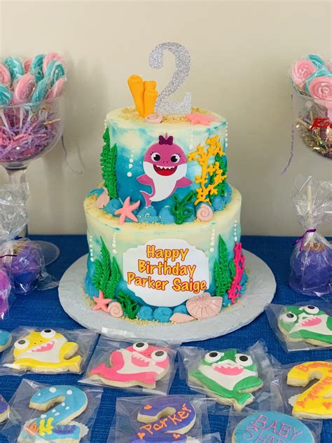 A birthday cake with the beautiful elements and colors of the deep sea is a great idea. Baby shark 2nd birthday cake for a girl | Girls 2nd ...
