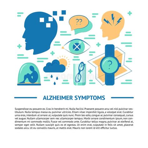 Set Of Alzheimer S Disease Symptoms Icons In Line Style Stock Vector