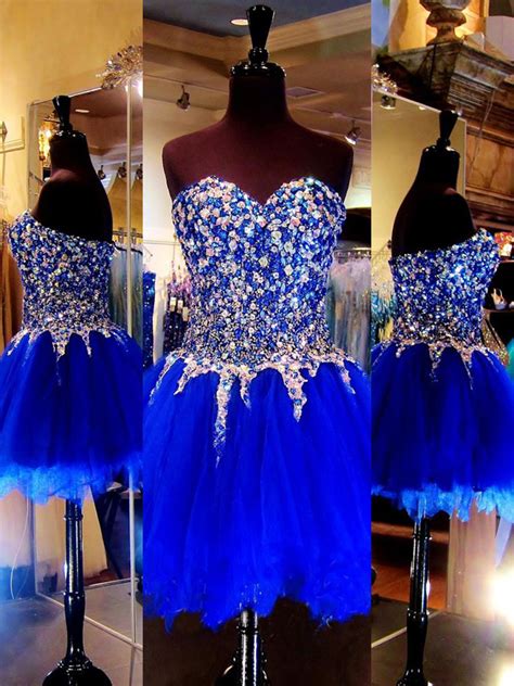 sweetheart prom dresses royal blue a line sweetheart sleeveless short mini tulle homecoming