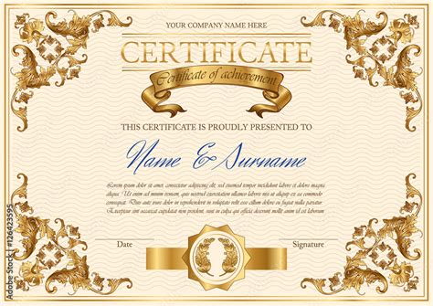 Vecteur Stock Vector Detailed Vintage Style Certificate Of Achievement
