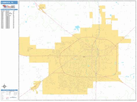 Lubbock Texas Zip Code Wall Map Basic Style By Marketmaps