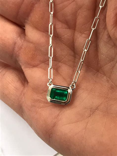 Emerald Choker Style Necklace Sterling Silver And 14k Gold Etsy