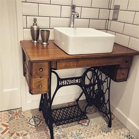 In kitchens where counter space is at a premium, an island can be a lifesaver. Great upcycle from @handlebarmoustache. Transformed an old singer sewing machine into a bathroom ...