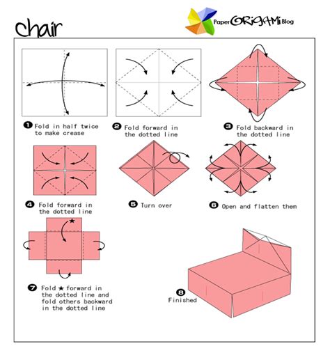 Furnitures Origami A Chair Paper Origami Guide