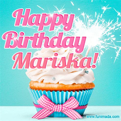 Happy Birthday Mariska Elegang Sparkling Cupcake  Image — Download On