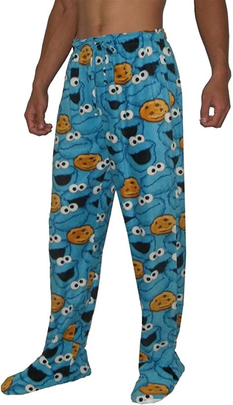 Sesame Street Cookie Monster Mens Footed Pajama Pants L36 38 Blue