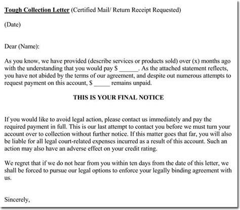 Sample Letter Of Collection For Past Due The Document Template