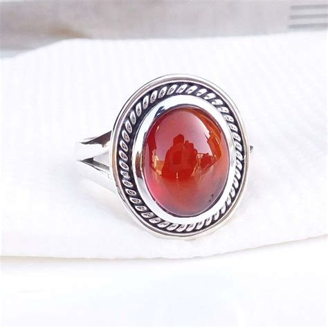 Natural Red Onyx Ring 925 Sterling Silver Stackable Silver Etsy