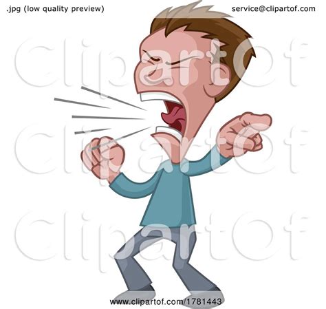 Angry Stressed Man Or Bully Cartoon Shouting By AtStockIllustration