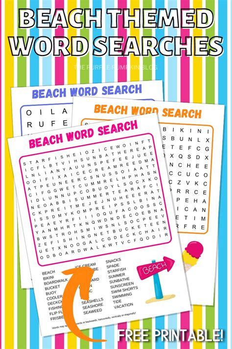Free Printable Summer Beach Word Search Fun Word Puzzle For Kids