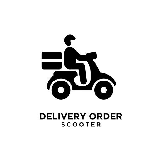Simple Scooter Delivery Courier Black Logo Icon Design 2412372 Vector