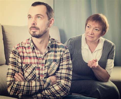 elderly mother and son quarrel stock image image of resentment inside 90681023