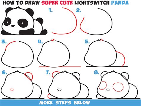 How To Draw A Super Cute Kawaii Panda Bear Laying Down Easy Step By