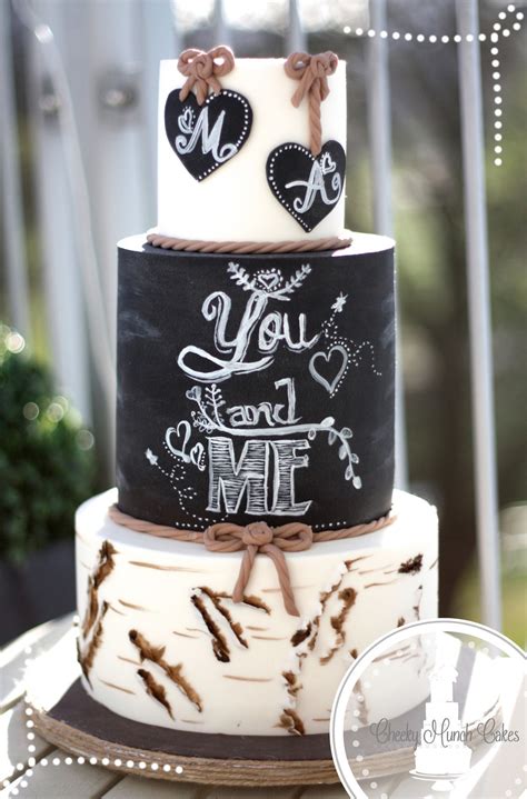 199 best rustic cupcake & cake stands images on pinterest. Rustic Birchbark Chalkboard Wedding Cake - CakeCentral.com