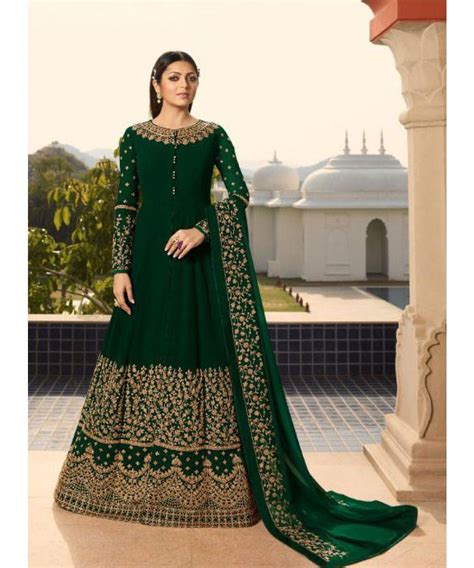 Dark green floral embroidered layered indo western gown is designed for festive occasion or wedding parties. Partywear Gown - Ramzan Collection | Anarkali dress ...