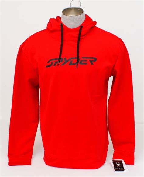 Spyder Dry Web Signature Racing Red Hooded Sweatshirt Hoodie Mens Nwt