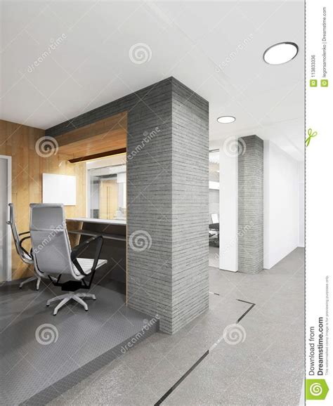 Office Lobby With A Reception Desk Stock Illustration Illustration Of
