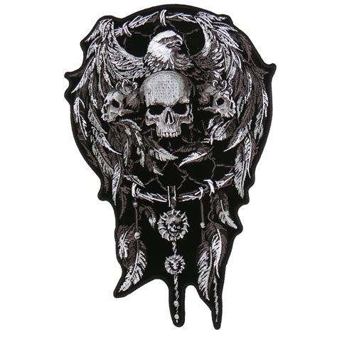 Motorcycle Biker Uniform Back Patch 4 X 6 Dreamcatcher With Skull