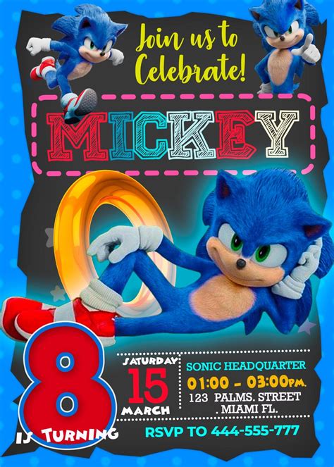 Sonic The Hedgehog Birthday Party Invitation 3 Super Invite Sonic