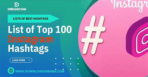 List Of Top 100 Instagram Hashtags Downloader Baba
