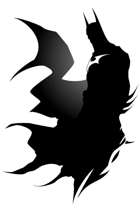 A Black And White Silhouette Of A Batman Character With His Head Turned