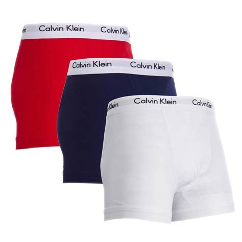 Calvin Klein Cotton Stretch Classic Fit Low Rise 3 Pack Boxer Shorts In White Red Navy Intoto7