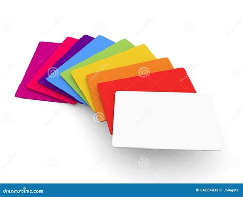 Range Of Coloured Blank Credit Card Or Business Card Size Templa Stock