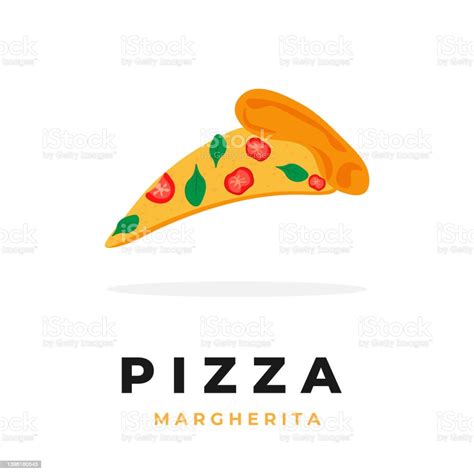 Logo Illustration Of One Slice Of Pizza Margherita Stock Illustration