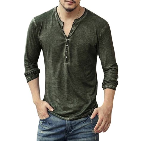 Shujin Men Henley Tshirt 2019 Long Sleeve Casual T Shirt Stylish Slim