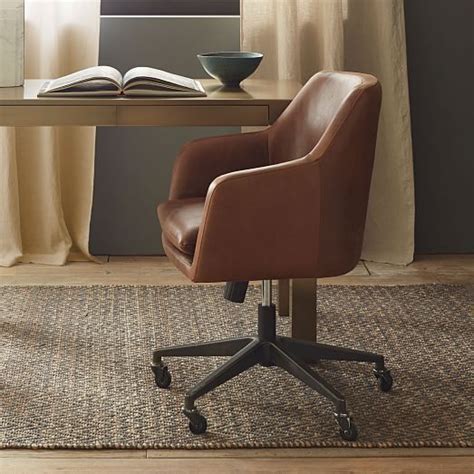 Helvetica Leather Swivel Office Chair Leather Office Chair