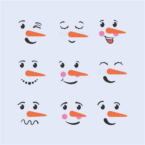 Premium Vector Snowman Face With Emotions Expressions Hand Drawn