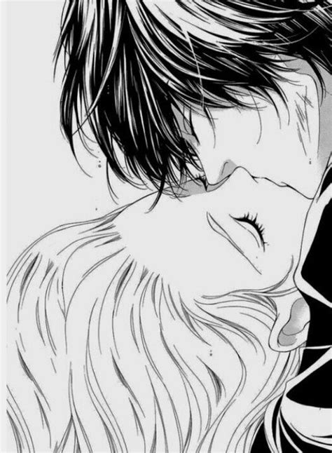 Anime Couple Kissing Sketch