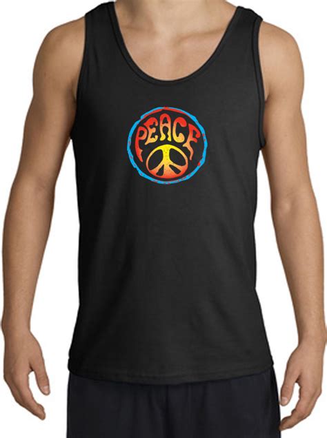 Psychedelic Peace World Peace Sign Symbol Adult Tanktop Black